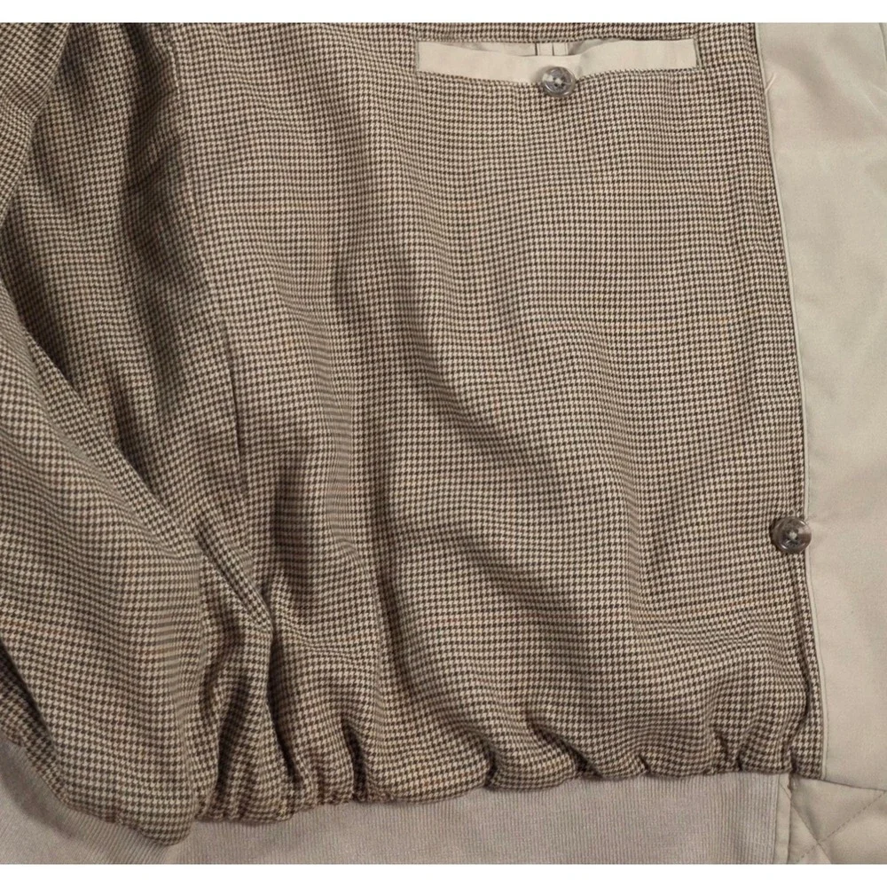Polo Golf Ralph Lauren Quilted Bomber Jacket Tan XL Mens Houndstooth Lining
